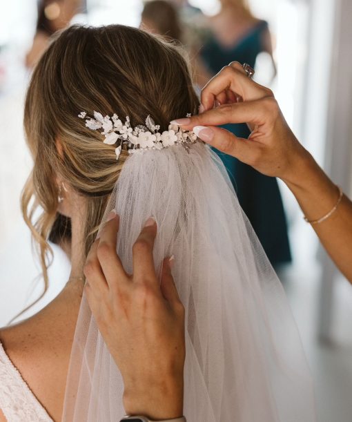 Tocado de porcelana para novia Calíope