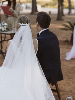 Tocado de porcelana para novia Calíope