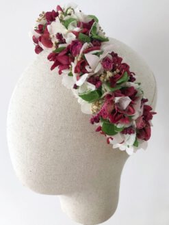 Diadema de flores preservadas para invitada, Bimba