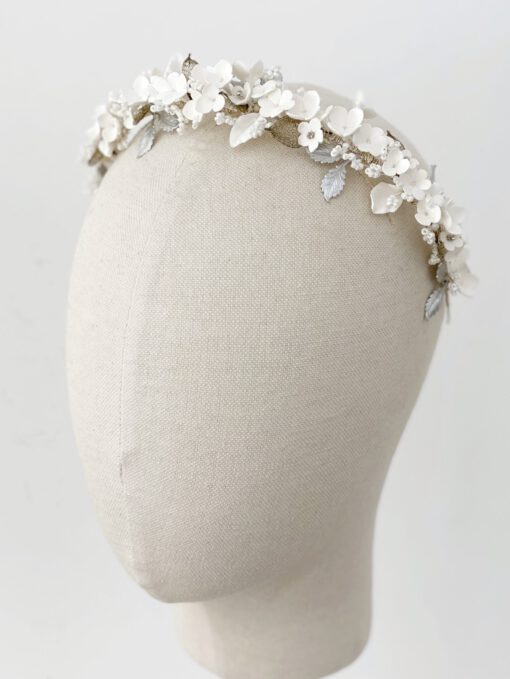 Diadema de flores de porcelana para novias, Claremont