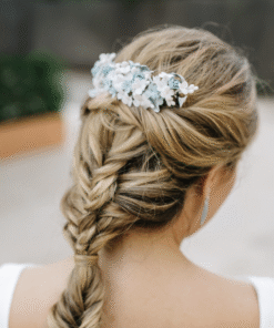 Tocado de porcelana azul para novias Giulia