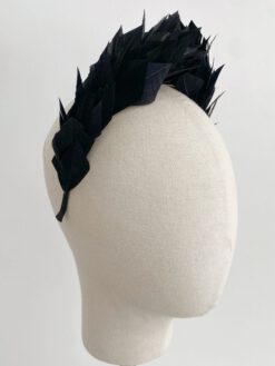 Diadema de plumas altas negro Minerva