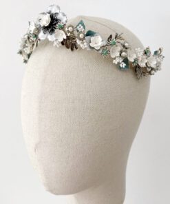 Tiara de metal y porcelana para novia - Florence