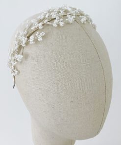 Diadema ramificada de novia con bolitas de nácar