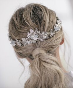 Tiara invertida metálica con porcelana para novia, Hansen