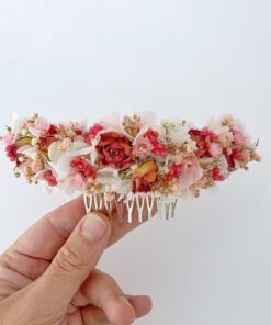 Tocado de flores preservadas Camelia