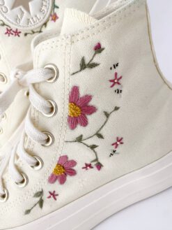 Converse personalizadas flowers bordadas para novia