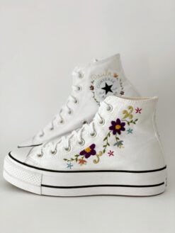 Converse personalizadas flowers bordadas para novia