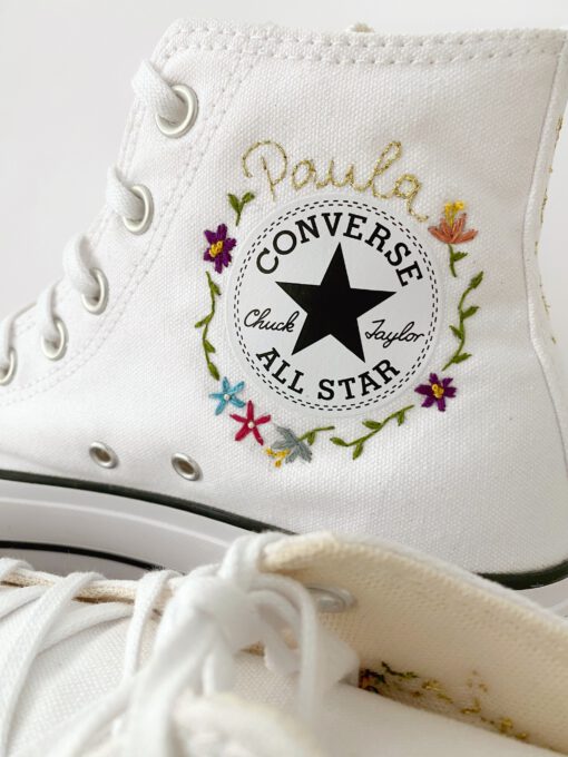 Converse personalizadas flowers bordadas para novia