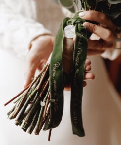 Cintas bordadas a mano para ramo de novia con frase personalizada